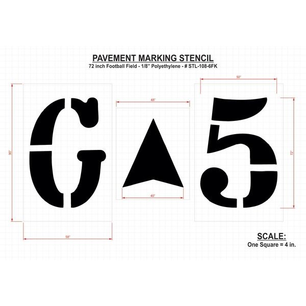 Rae Athletic Stencil, Football, 72 in, 1/8 - STL-108-6FK