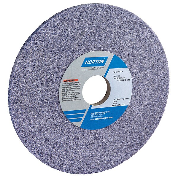 Norton Abrasives Grinding Wheel, T1, 7x1/4x1-1/4, AO, 46G, PK5 - 66252939543