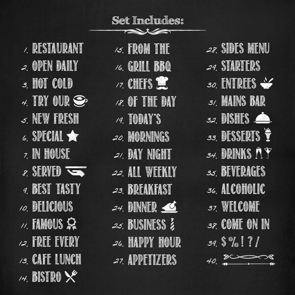 Flash Furniture Restaurant Stencil Set with Title Words & Designs - HGWA-GDIS-CRE8-162315-GG