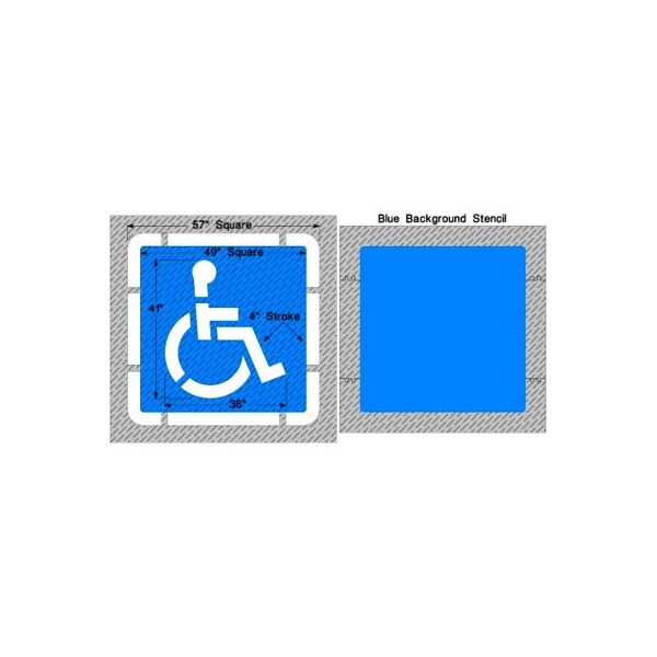 Newstripe. Newstripe Large Federal Handicap with Border & Background, 1/8in Thick, PolyTough, Plastic, White - 10001954