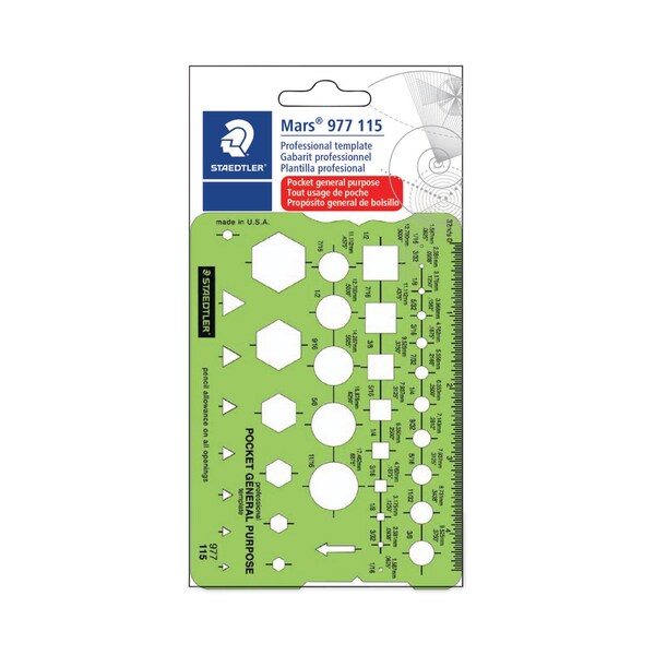 Staedtler Templates, 40 Geometric Shapes, 3.63 x 5.13, Green - 977 115