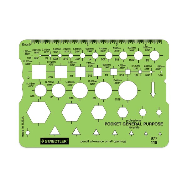 Staedtler Templates, 40 Geometric Shapes, 3.63 x 5.13, Green - 977 115