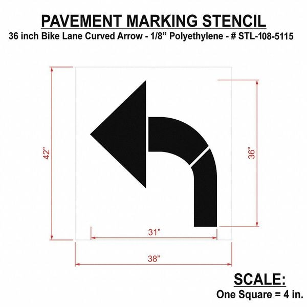 Rae Pavement Stencil, Bike Lane Curved Arrow, STL-108-5115 - STL-108-5115