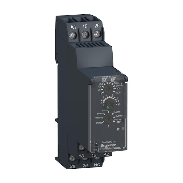 Relevador de función única Schneider Electric, Relevadores de Temporizador Harmony, 8A, 2NA, 0.05s...300h, estrella delta, conectores de tornillo, 24...240V AC DC - RE22R2QTMR
