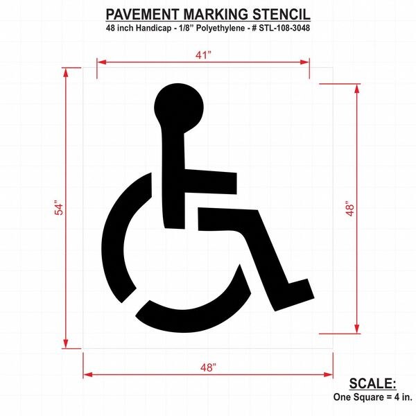 Rae Pavement Stencil, 48 in, Handicap, 1/8, STL-108-3048 - STL-108-3048