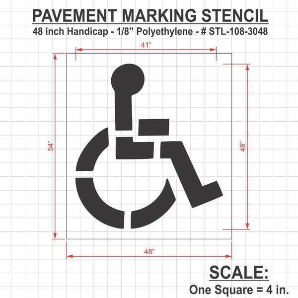 Rae Pavement Stencil, 48 in, Handicap, 1/8, STL-108-3048 - STL-108-3048