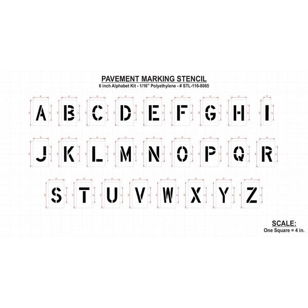 Rae Pavement Stencil, 6 in, Alphabet Kit, 1/16 - STL-116-8065