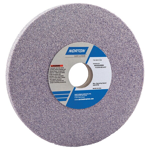 Norton Abrasives Grinding Wheel, T1, 7x1/2x1.25, AO, 60G, PK5 - 66252938880