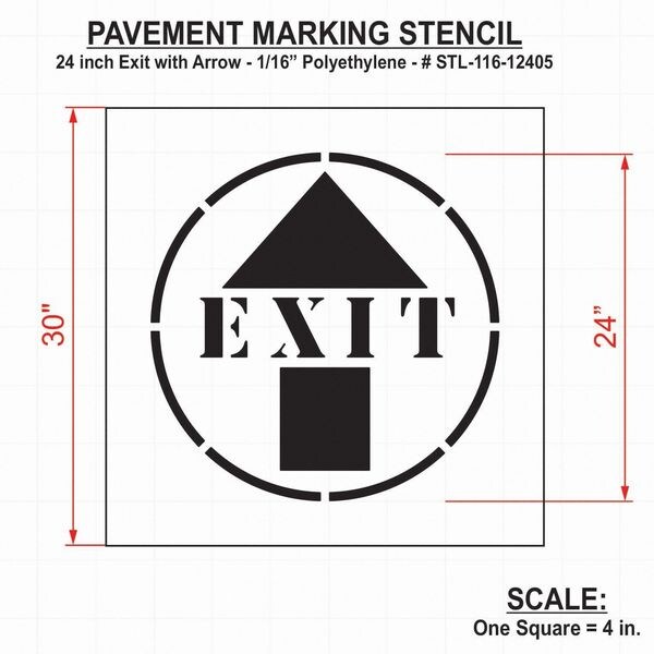 Rae Stencil, Exit With Arrow, 24 in - STL-116-12405