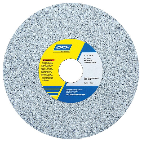 Norton Abrasives Grinding Wheel, T1, 7x1/2x1.25, CA, 60G, PK5 - 66252940525