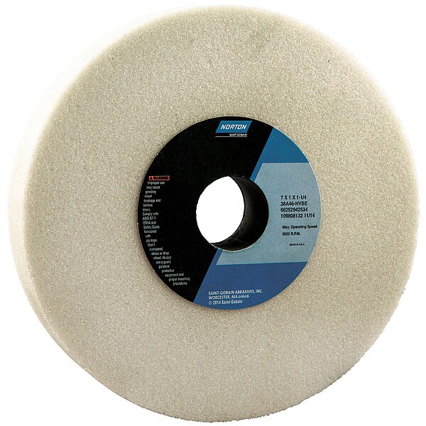 Norton Abrasives Grinding Wheel, T1, 7x1/4x1.25, AO, 46G, PK5 - 66252942534