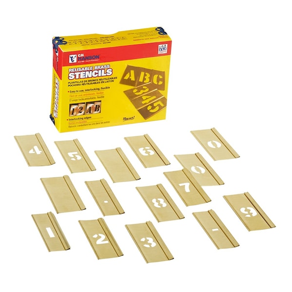 Reese Interlocking Stencils Stencil, Numbers, Brass, 1/2in.W x 1/2in.H - 10006