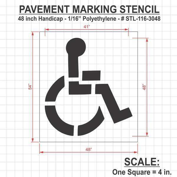 Rae Pavement Stencil, 48 in, Handicap, 1/16, STL-116-3048 - STL-116-3048