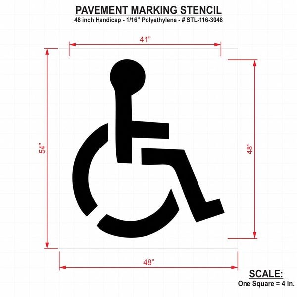 Rae Pavement Stencil, 48 in, Handicap, 1/16, STL-116-3048 - STL-116-3048