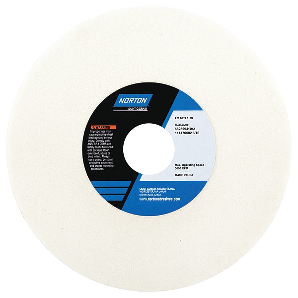 Norton Abrasives Grinding Wheel, T1, 7x1/2x1.25, AO, 46G, PK5 - 66252941023