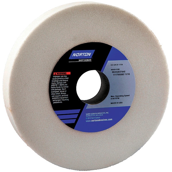 Norton Abrasives Grinding Wheel, T1, 6x3/4x1.25, AO, 60G, PK5 - 66252837445