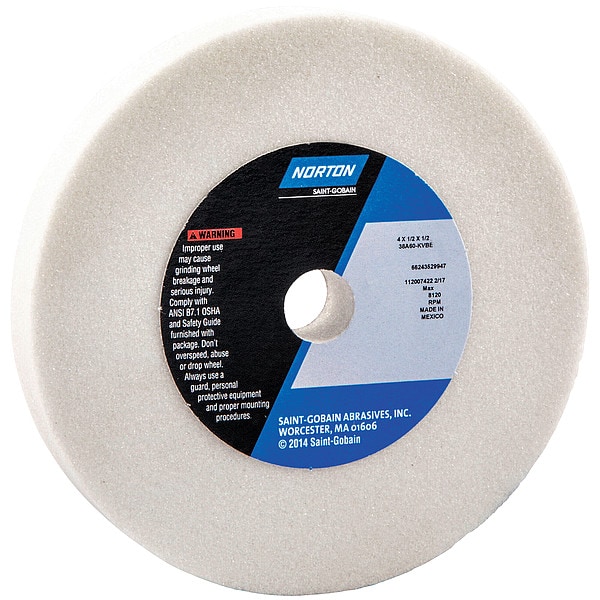 Norton Abrasives Grinding Wheel, T1, 4x1/2x1/2, AO, 60G, PK5 - 66243529947