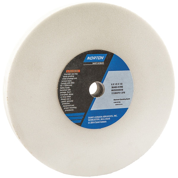 Norton Abrasives Grinding Wheel, T1, 6x1/2x1/2, AO, 80G, PK5 - 66252836548