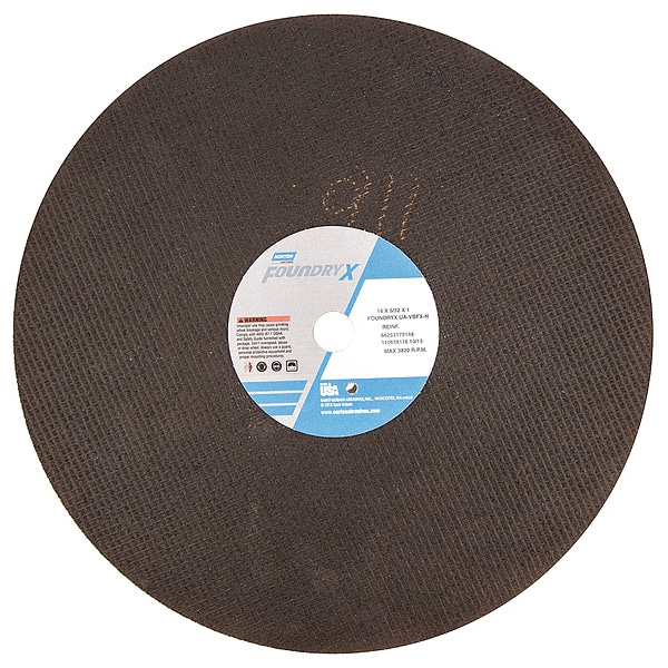 Norton Abrasives Cut-Off Wheel, 16 in. Dia, AO, 24 G, Black - 66253179148