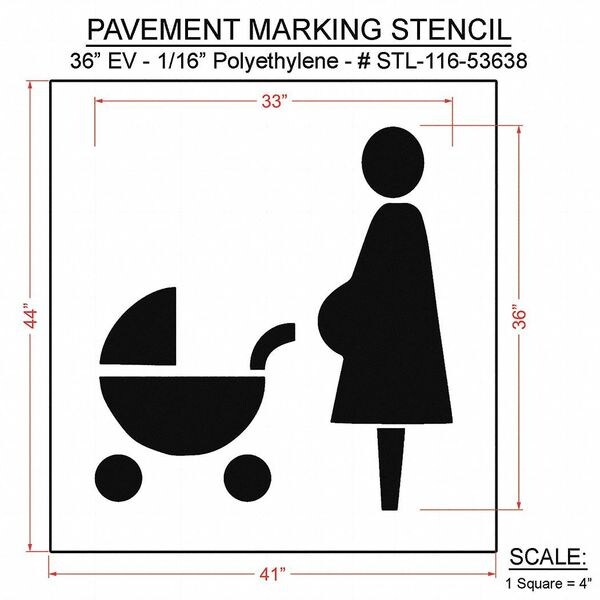 Rae Pavement Stencil, 44"H, 41"W, 0.063" Thick - STL-116-53638