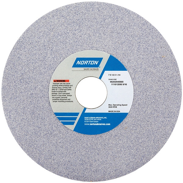 Norton Abrasives Grinding Wheel, T1, 7x1/2x1-1/4, AO, 60G, PK5 - 66252940880