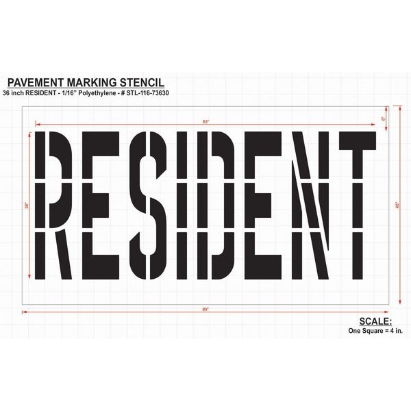 Rae Pavement Stencil, Resident, 36 in - STL-116-73630
