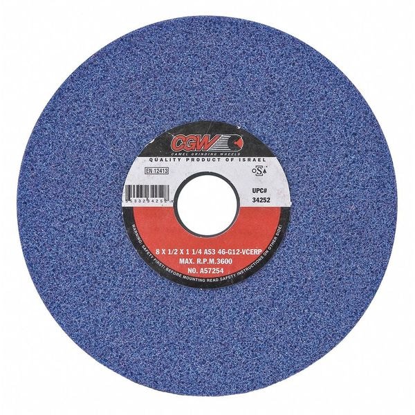 Cgw Abrasives Grinding Whl, 8x.5x1-1/4, T1 - 34252
