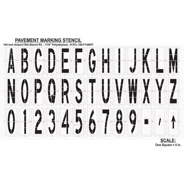 Rae Airport Pavement Stencil Kit, 144 in - STL-108-F144KIT