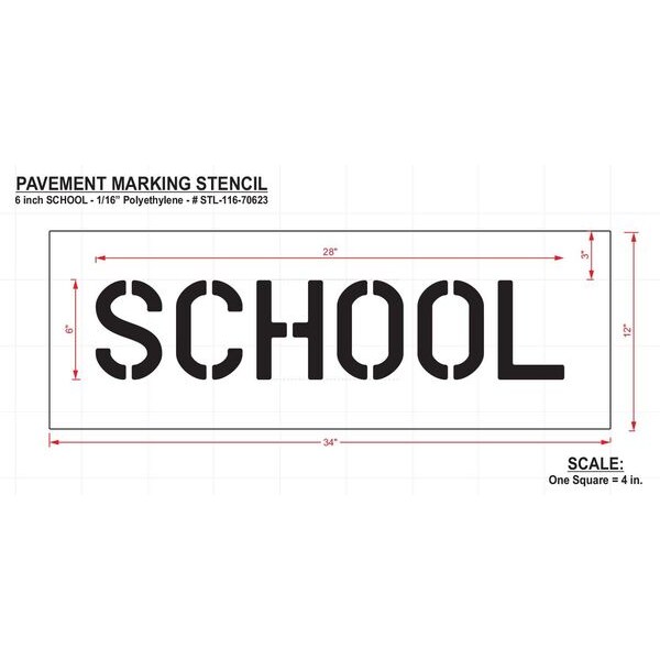 Rae Pavement Stencil, School, 6 in - STL-116-70623