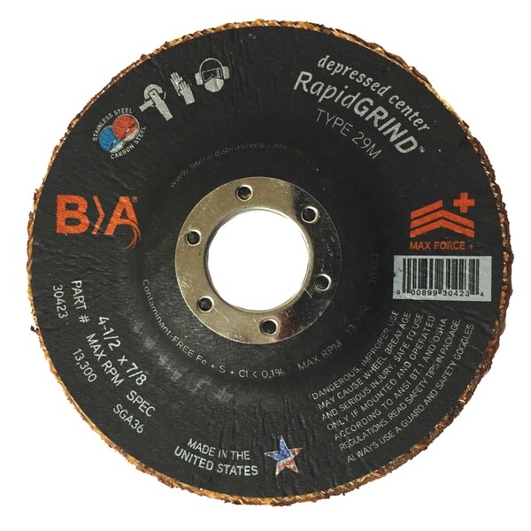 Bullard Abrasives RapidGRIND Grinding Discs, 4-1/2 x 7/8, PK5 - 5326