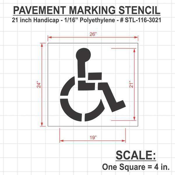 Rae Pavement Stencil, 21 in, Handicap, 1/16 - STL-116-3021