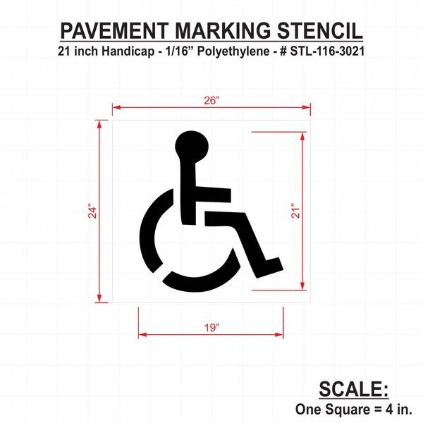 Rae Pavement Stencil, 21 in, Handicap, 1/16 - STL-116-3021
