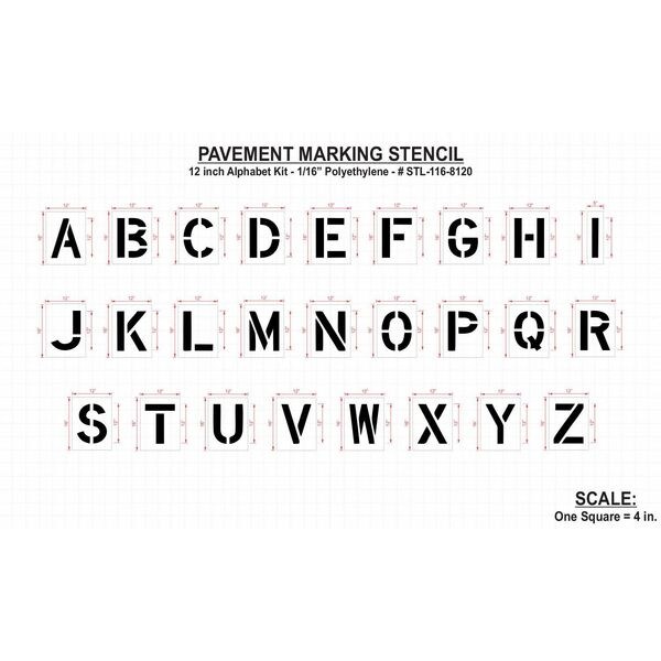 Rae Pavement Stencil, Alphabet Kit, 12 in. H - STL-116-8125
