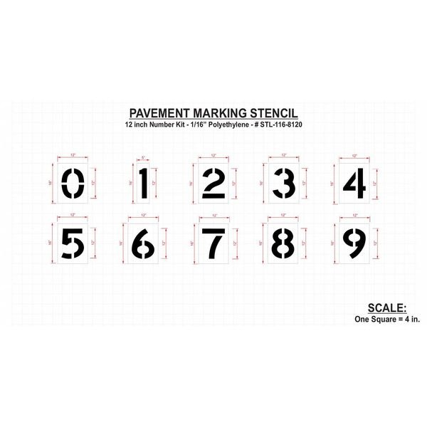 Rae Pavement Stencil, 12 in, Number Kit, 1/16 - STL-116-8120
