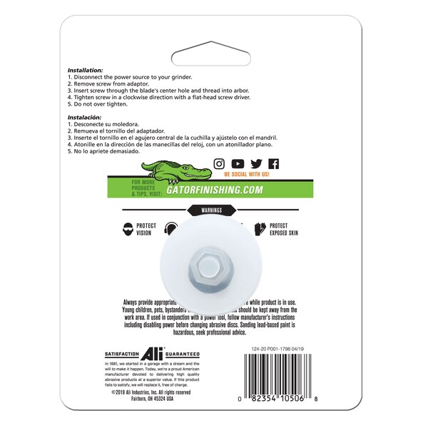 Gator Finishing 4.5 in. X 1/4 in. Grinding Wheel, Metal - 9615