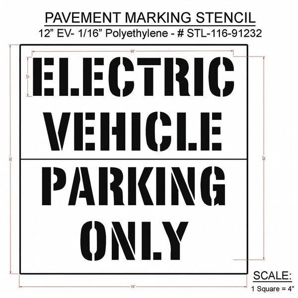 Rae Pavement Stencil, 68"W, 0.063" Thick, 2 pcs - STL-116-91232