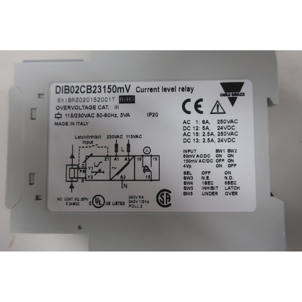 Nivel de corriente Carlo Gavazzi 115/230V-AC Otro Relé - DIB02CB23150MV