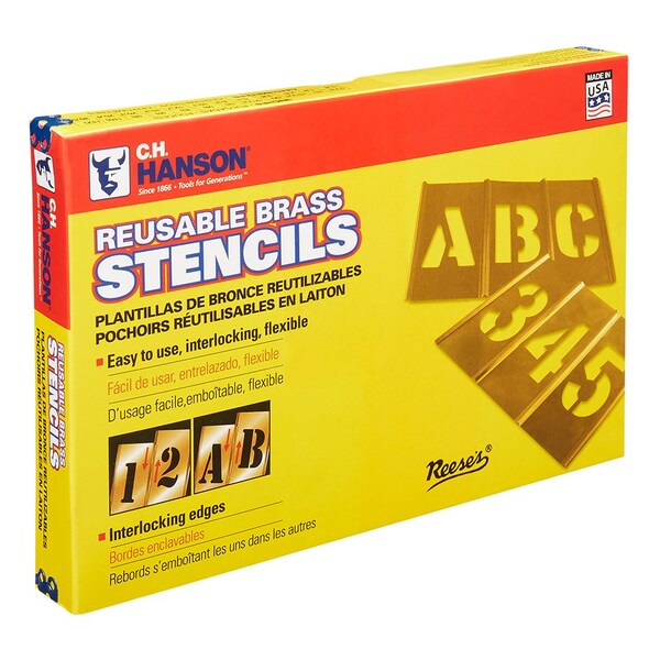 C.H. Hanson 5" Brass Interlocking Stencil Numbers, 15 Piece Set - 10015