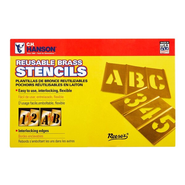 C.H. Hanson 5" Brass Interlocking Stencil Numbers, 15 Piece Set - 10015