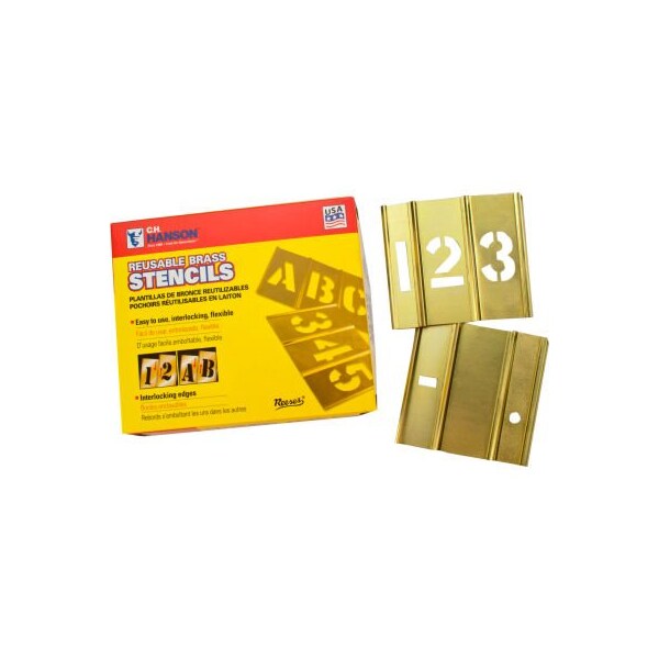 C.H. Hanson 5" Brass Interlocking Stencil Numbers, 15 Piece Set - 10015