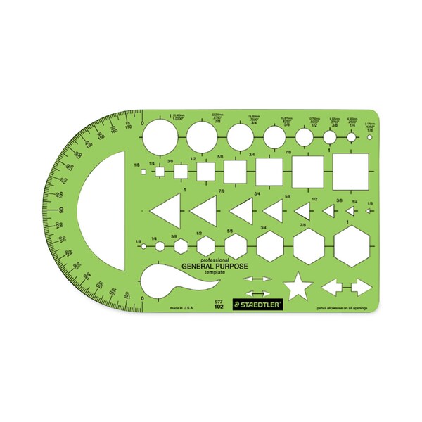 Staedtler Templates, 40 Geometric Shapes, 5.5 x 9.5, Green - 977 102