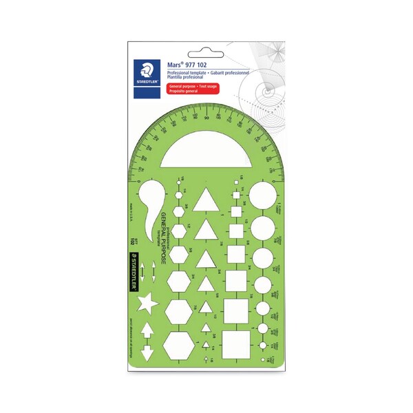 Staedtler Templates, 40 Geometric Shapes, 5.5 x 9.5, Green - 977 102