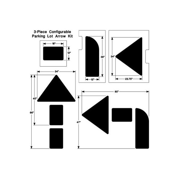 Newstripe Newstripe 3-Piece Arrow Kit Stencil, 1/8" Thick, PolyTough, Plastic, White - 10000205