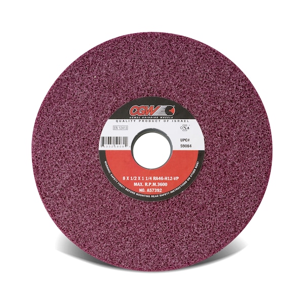 Cgw Abrasives Grinding Whl, 8x.5x1-1/4, T1, RA-46-H12-V - 59084