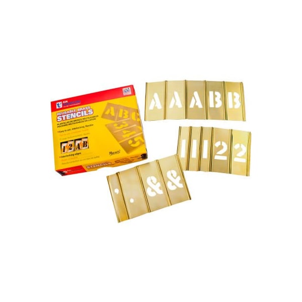 C.H. Hanson 1-1/2" Brass Interlocking Stencil Letters and Numbers, 92 Piece Set - 10149