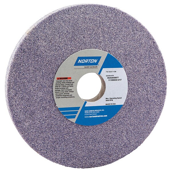 Norton Abrasives Grinding Wheel, T1, 7x1/2x1.25, AO, 46G, PK5 - 66252938877