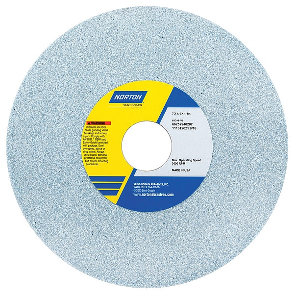Norton Abrasives Grinding Wheel, T1, 7x1/4x1.25, CA, 46G, PK5 - 66252940207