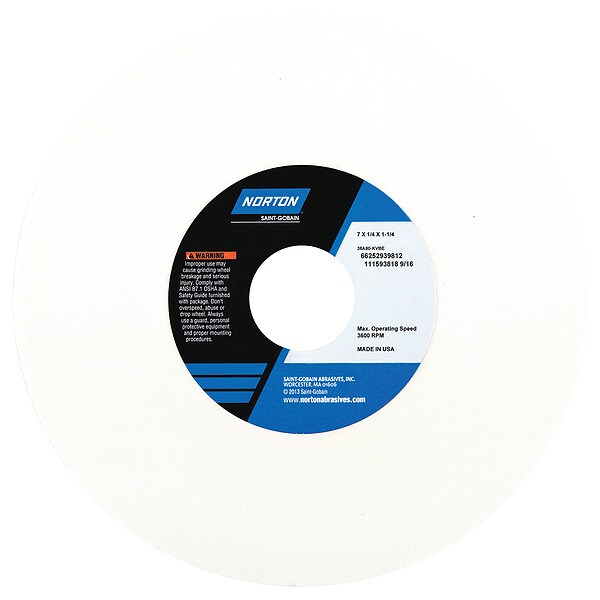 Norton Abrasives Grinding Wheel, T1, 7x1/4x1.25, AO, 60G, PK5 - 66252939696