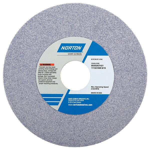 Norton Abrasives Grinding Wheel, T1, 6x3/4x1-1/4, AO, 60G, PK5 - 66252837421