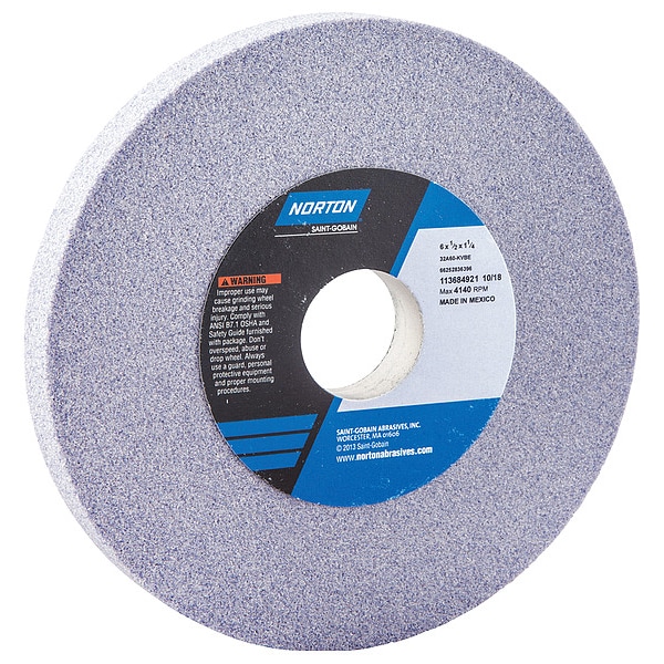 Norton Abrasives Grinding Wheel, T1, 6x1/2x1-1/4, AO, 60G, PK5 - 66252836396